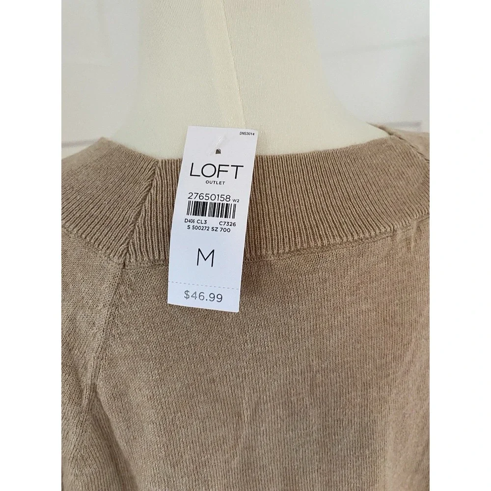 Loft NWT Cotton Blend Lightweight Sweater Tan Size Medium